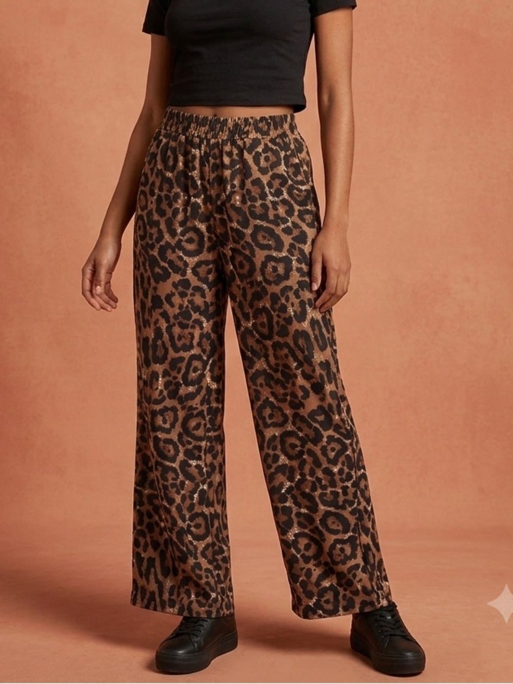 Take 50% OFF-SHEIN Leopard Print Maxi Pants- Brown & Black, Size-12